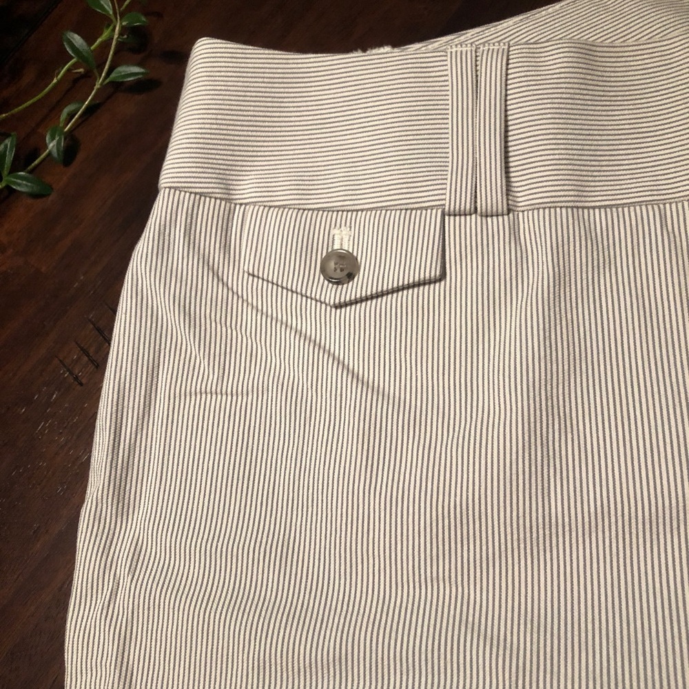 Black an white trousers.